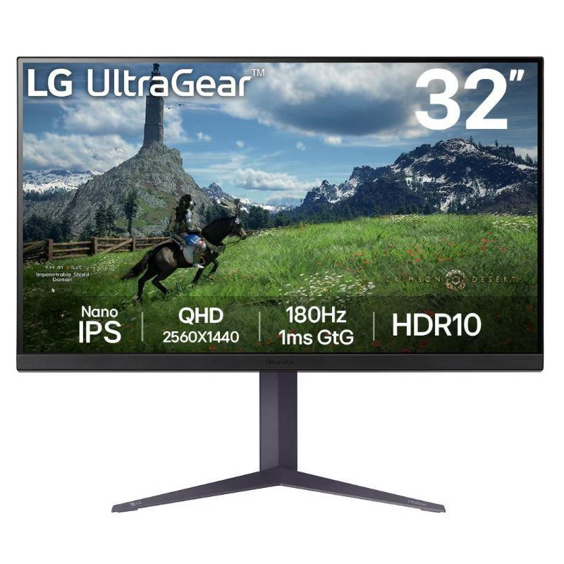 LCD Monitor, LG, 31.5&quot;, Panel IPS, 2560x1440, 16:9, 180Hz, 1 ms, Pivot, Height adjustable, Tilt, Colour Black, 32GS