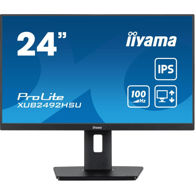 LCD Monitor, IIYAMA, XUB2492HSU-B6, 24&quot;, Panel IPS, 1920x1080, 16:9, Matte, 0.4 ms, Speakers, Swivel, Pivot, Height