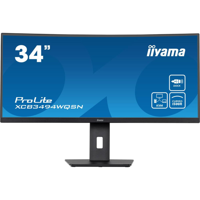 LCD Monitor, IIYAMA, XCB3494WQSN-B5, 34&quot;, Curved / 21 : 9, Panel VA, 3440x1440, 21:9, Matte, 0.4 ms, Speakers, Swiv