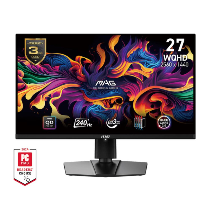 Monitor, MSI, 26.5&quot;, Gaming, Panel QD-OLED, 2560x1440, 16:9, 240Hz, Matte, 0.03 ms, Swivel, Pivot, Height adjustabl