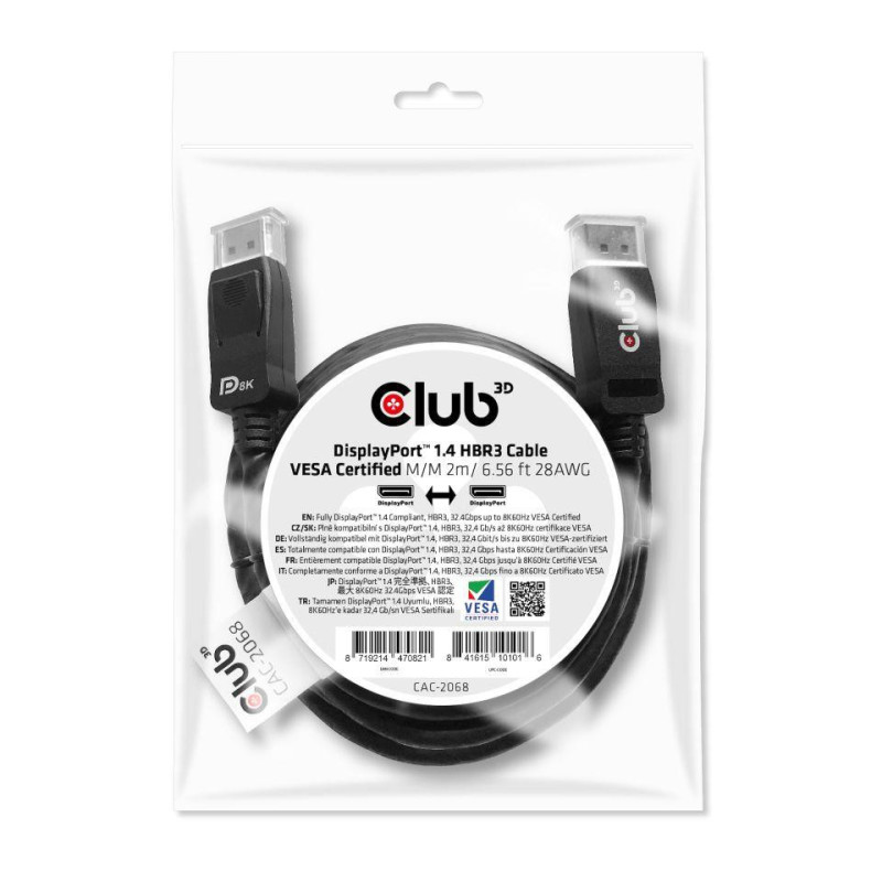 CABLE DP TO DP 2M / M / M CAC-2068 CLUB3D