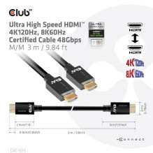 CABLE HDMI TO HDMI 3M / M / M CAC-1373 CLUB3D