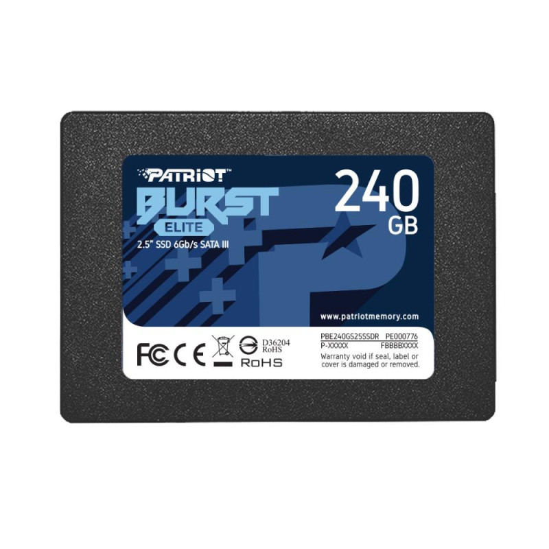 SSD, PATRIOT, Burst Elite, 240GB, SATA 3.0, 3D NAND, Write speed 320 MBytes / sec, Read speed 450 MBytes / sec, 2,5&quot