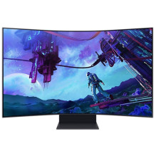 LCD Monitor, SAMSUNG, 55&quot;, Gaming / Curved, Panel VA, 3840x2160, 16:9, 165Hz, Matte, 1 ms, Speakers, Pivot, Height 