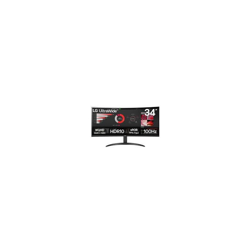 LCD Monitor, LG, 34&quot;, Curved / 21 : 9, Panel VA, 3440x1440, 21:9, 100 Hz, 5 ms, Tilt, 34WR50QK-B