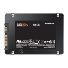 SSD, SAMSUNG, 870 EVO, 500GB, SATA, SATA 3.0, MLC, Rašymo greitis 530 MB/s, Skaitymo greitis 560 MB/s, 2,5&quot;, TBW 30