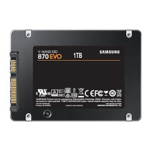 SSD, SAMSUNG, 870 EVO, 1TB, SATA, SATA 3.0, MLC, Rašymo greitis 530 MB/s, Skaitymo greitis 560 MB/s, 2,5&quot;, TBW 600 