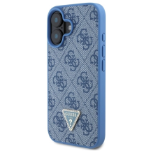 Guess Leather Metal Logo Strass Crossbody Case for iPhone 16 - Blue