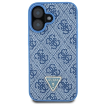 Guess Leather Metal Logo Strass Crossbody Case for iPhone 16 - Blue