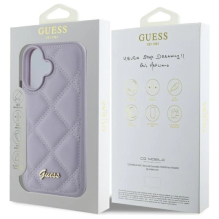 Guess Quilted Metal Logo dėklas, skirtas iPhone 16 - šviesiai violetinė