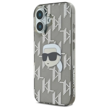 Karl Lagerfeld IML Karl Head Electroplated iPhone 16 Case - Black