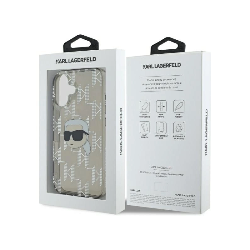 Karl Lagerfeld IML Karl Head galvanizuotas iPhone 16 dėklas – juodas