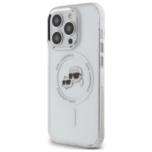 Karl Lagerfeld IML Metal Karl &amp; Choupette Head MagSafe Case for iPhone 14 Pro Max - White