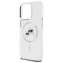 Karl Lagerfeld IML Metal Karl &amp; Choupette Head MagSafe Case for iPhone 14 Pro Max - White