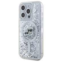 Karl Lagerfeld Liquid Glitter Karl &amp; Choupette Head Magsafe iPhone 15 Pro Case - Clear