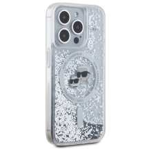 Karl Lagerfeld Liquid Glitter Karl &amp; Choupette Head Magsafe iPhone 15 Pro Case - Clear