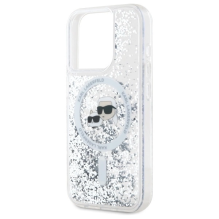 Karl Lagerfeld Liquid Glitter Karl &amp; Choupette Head Magsafe iPhone 15 Pro Case - Clear