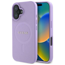 Guess Saffiano MagSafe iPhone 16 dėklas – violetinis