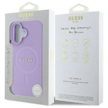 Guess Saffiano MagSafe iPhone 16 dėklas – violetinis