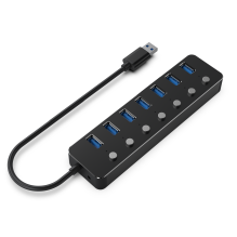 Gembird UHB-U3P7P-01 7-port USB 3.1 (Gen 1) hub with switches, black