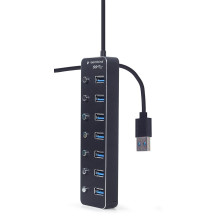 Gembird UHB-U3P7P-01 7-port USB 3.1 (Gen 1) hub with switches, black