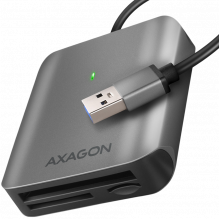 Axagon aliuminio didelės spartos USB-A 3.2 Gen 1 atminties kortelių skaitytuvas. 3 lizdai, UHS-II.