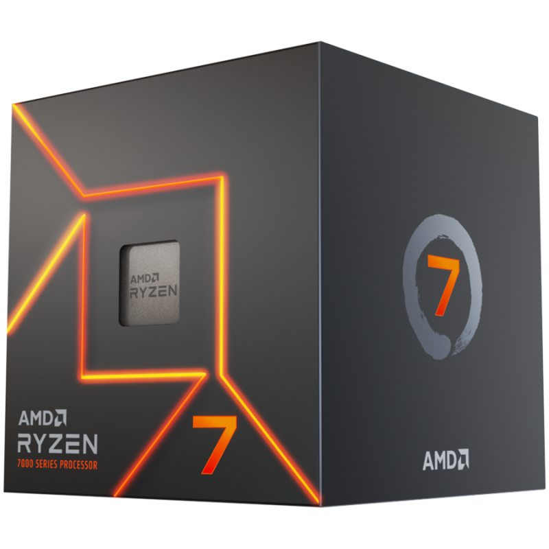 AMD CPU Desktop Ryzen 7 8C/ 16T 7700 (5.3GHz Max, 40MB,65W,AM5) box, with Radeon Graphics and Wraith Prism Cooler