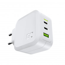 Green Cell White 65W GaN GC PowerGan mains charger for Laptop, MacBook, Phone, Tablet, Nintendo Switch - 2x USB-C, 1x