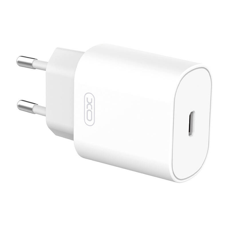 Sieninis įkroviklis XO L91, USB-C, 25 W + USB-C į Lightning kabelis (baltas)