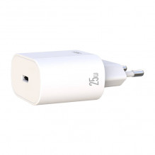 Sieninis įkroviklis XO L91, USB-C, 25 W + USB-C į Lightning kabelis (baltas)