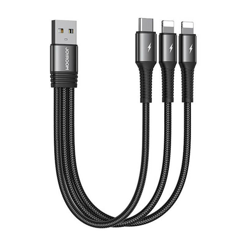 USB laidas Joyroom S-01530G10 3in1 USB-C / 2x Lightning 3.5A 0.15m (juodas)