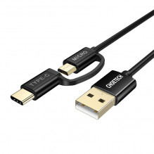 2in1 USB laidas Choetech USB-C / Micro USB, (juodas)