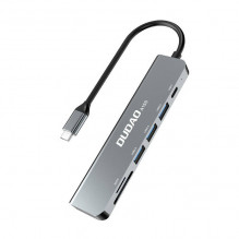 Adapteris 6in1 Dudao A15S USB-C prie 3x USB, 1x USB-C, SD / TF (pilka)