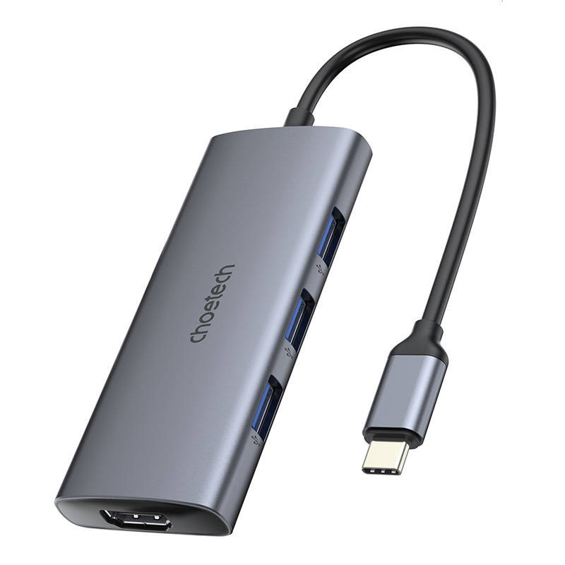 Adapteris 7w1 Choetech HUB-M19 USB-C (sidabrinis)