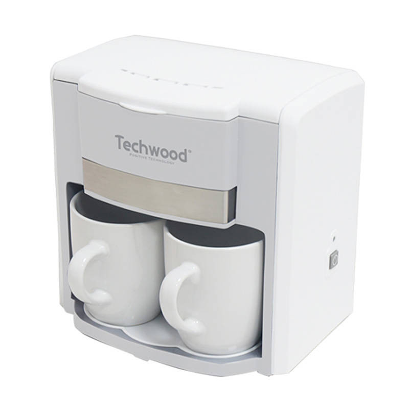 2 puodelių užpilamas kavos virimo aparatas Techwood (baltas)