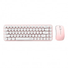 Belaidė klaviatūros + pelės rinkinys MOFII Bean 2.4G (balta-rožinė)
