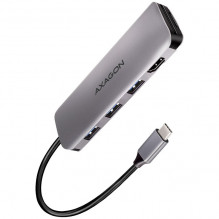 Axagon kelių prievadų USB 3.2 Gen 1 šakotuvas. HDMI, kortelių skaitytuvas ir trys USB-A išėjimai. USB-C laidas 20 cm.