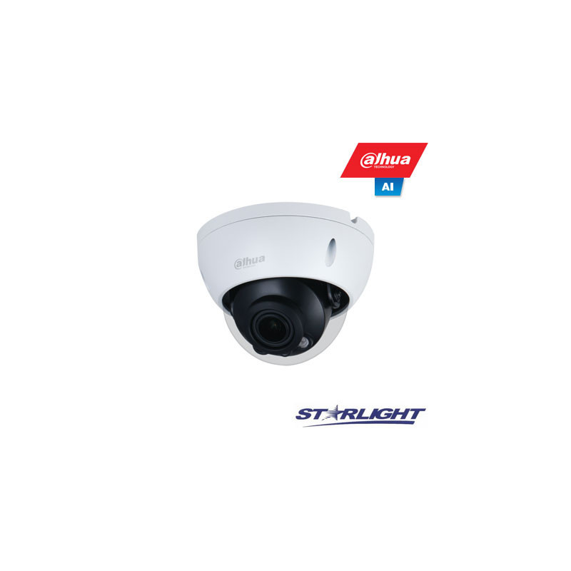 IP Camera AI 5M 2K dome STARLIGHT, LXIR 40m 5MP(2592x1944) 20fps, 2.7mm–13.5mm,H.265+,IK10