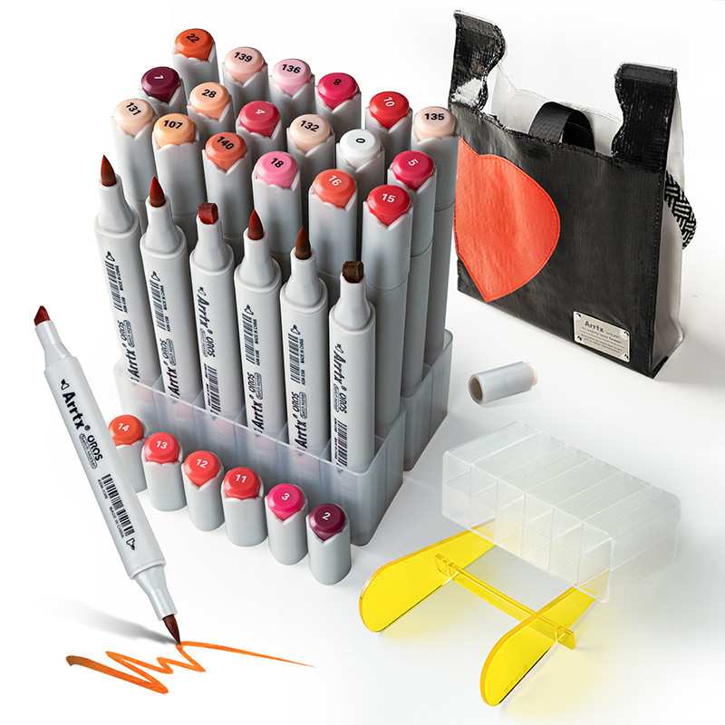 Double-sided Marker Pens ARRTX Oros, 24 Colours, blue tone shade 