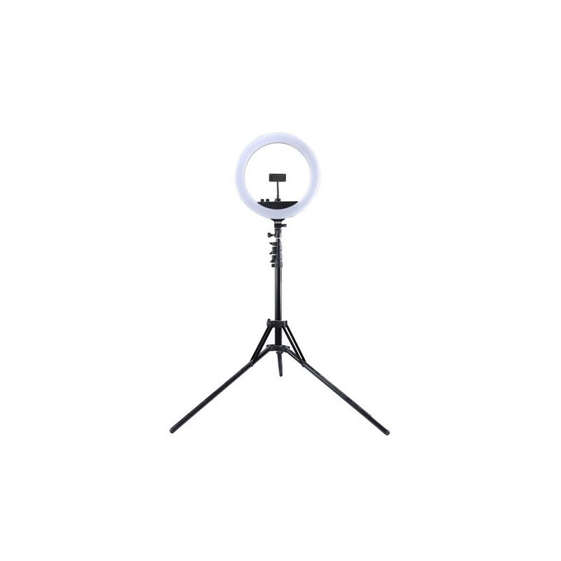 LED Ring Lamp 34.5cm with Tripod Stand up to 1.85m, Mirror, Phone Clamp, USB