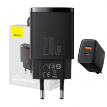 Baseus Compact Quick Charger, USB, USB-C, 20W (black)