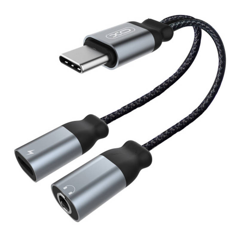 Garso adapteris Type-c į Type-c + Jack 3,5mm XO NBR160B Bluetooth perdavimo funkcija (juoda)