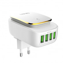 Wall charger LDNIO A4405 4USB, LED lamp + USB-C Cable