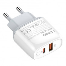 Wall charger LDNIO A2424C USB, USB-C 20W + USB-C - Lightning Cable