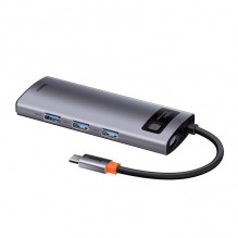 Hub 5in1 Baseus Metal Gleam Series, USB-C iki 3x USB 3.0 + HDMI + USB-C PD