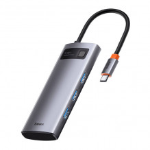 Hub 5in1 Baseus Metal Gleam Series, USB-C iki 3x USB 3.0 + HDMI + USB-C PD
