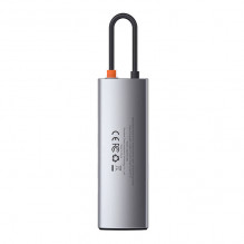 Hub 8in1 Baseus Metal Gleam Series, USB-C iki 3x USB 3.0 + HDMI + USB-C PD + Ethernet RJ45 + microSD / SD