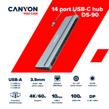 CANYON hub DS-90 14in1 USB-C Space Grey