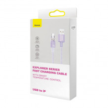 Greito įkrovimo kabelis Baseus USB-A su Lightning Explorer Series 1m 2.4A (violetinė)