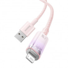 Greito įkrovimo kabelis Baseus USB-A su Lightning Explorer Series 1m, 2.4A (rožinis)
